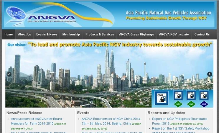 Asia Pacific Natural Gas Vehicles Association (ANGVA) Trade association for NGV industry. Vision: To lead and promote Asia Pacific NGV industry towards sustainable growth.