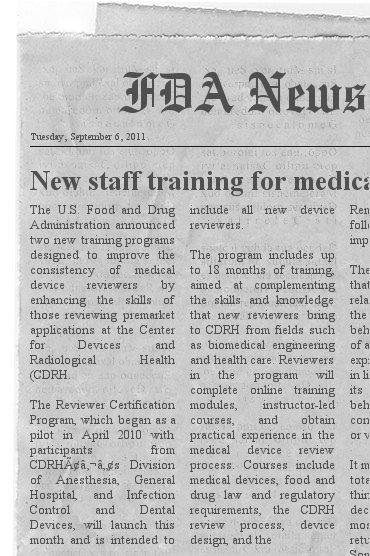 FDA News & Events: News Release For Immediate Release: Sept 6, 2011 FDA announces new staff training for