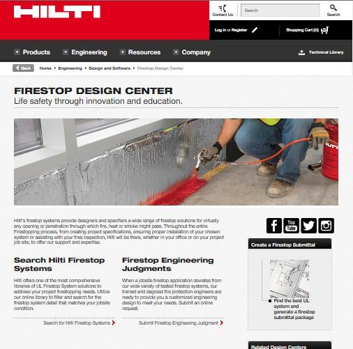 Hilti Online Services Design resources UL Systems Online Selector Product submittals Engineering