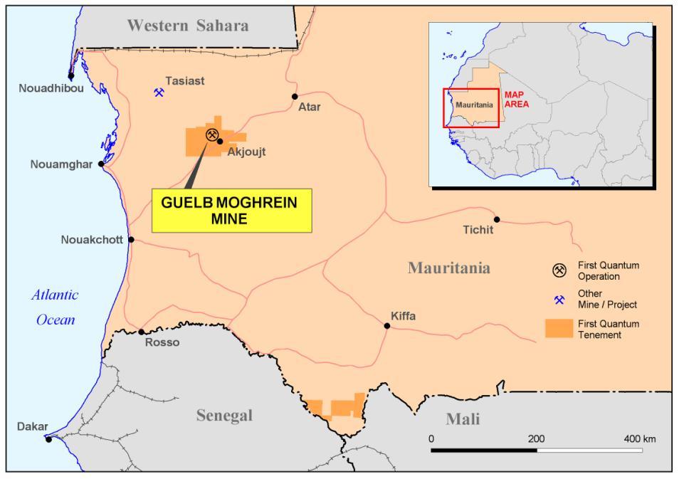 Guelb Moghrein Copper-Gold Mine 100% ownership Located 250 kilometres northeast of the nation s capital, Nouakchott As at December