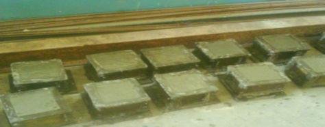 78 Fig. 3. 8 - Concrete in moulds after compaction 3.7.4 Curing After demoulding GPC