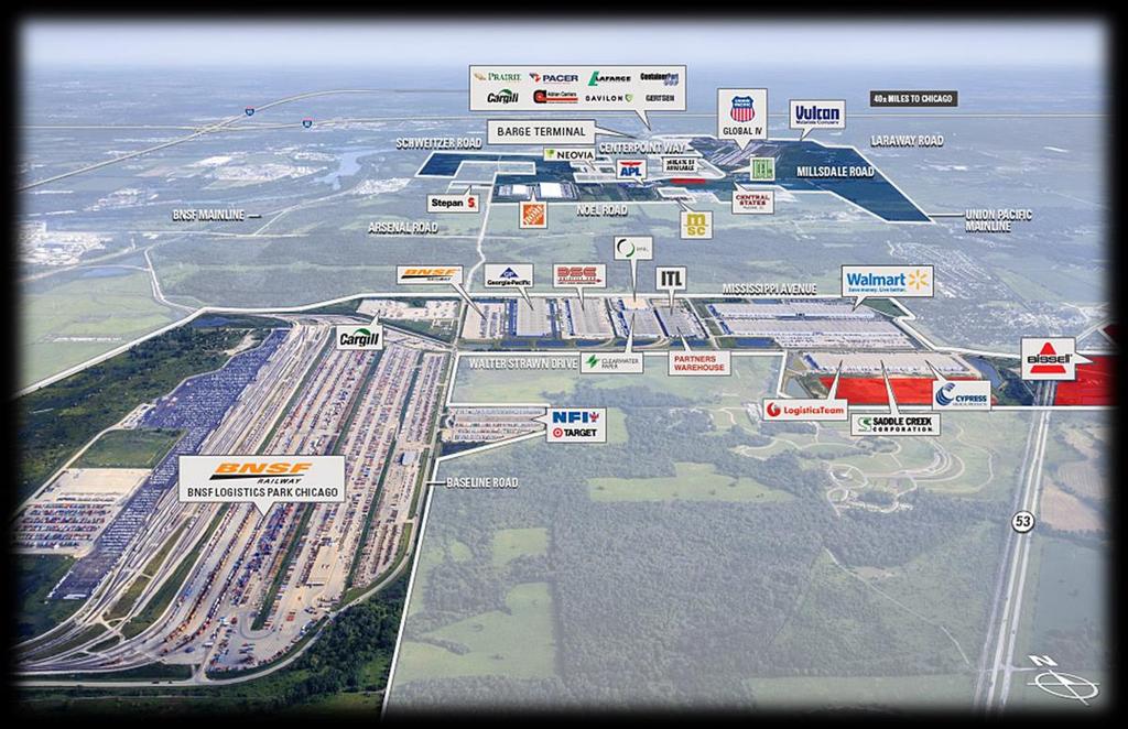 CenterPoint Joliet, IL Ownership: Size: Rail: Highway: Marine: Designation: CenterPoint Properties 6,500 acres UP, BNSF I-55/I-80