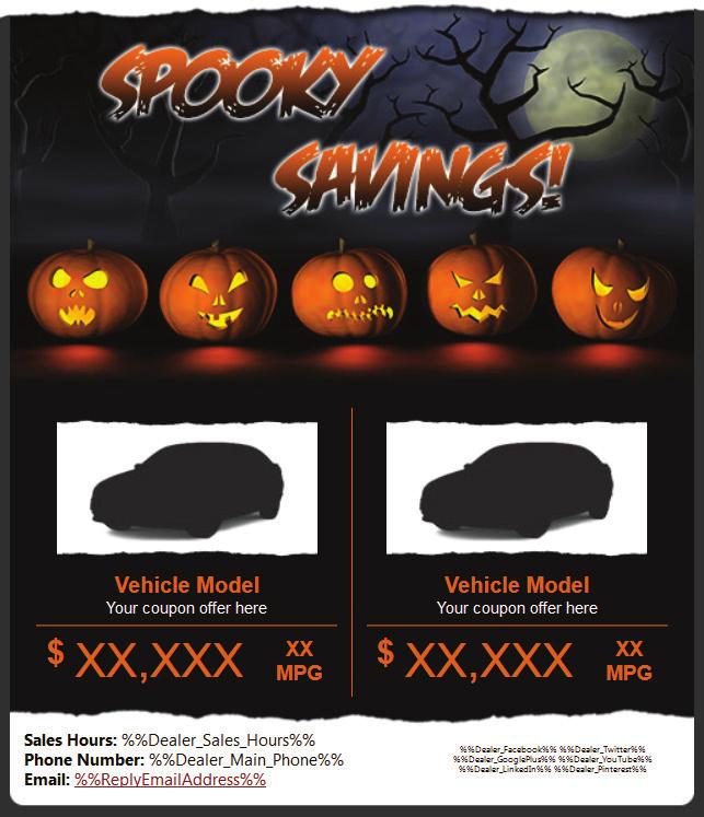 HALLOWEEN ORDERS DUE BY OCTOBER 28TH. Hello, this is [Name], the [Title] at [Dealership]. Did you know the most popular Halloween candy is Reese s?