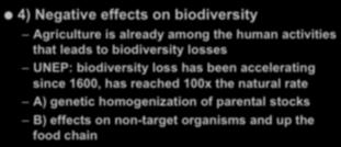 22  4) Negative effects on biodiversity Agriculture is already