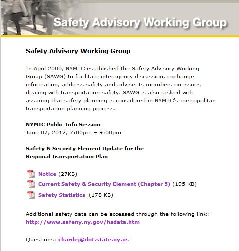NYMTC Safety Advisory Working Group CDTC