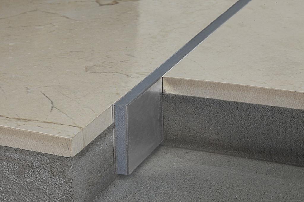 to expansion. These profiles are particularly recommended, for large surfaces, in correspondence of the underlying foundation to lessen and/or absorb floor vibrations.