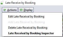 To create a new Late Receive by Booking record: To add a new record: Click. To edit or delete an existing Late Receive by Booking record: To edit or delete an existing record: 1.