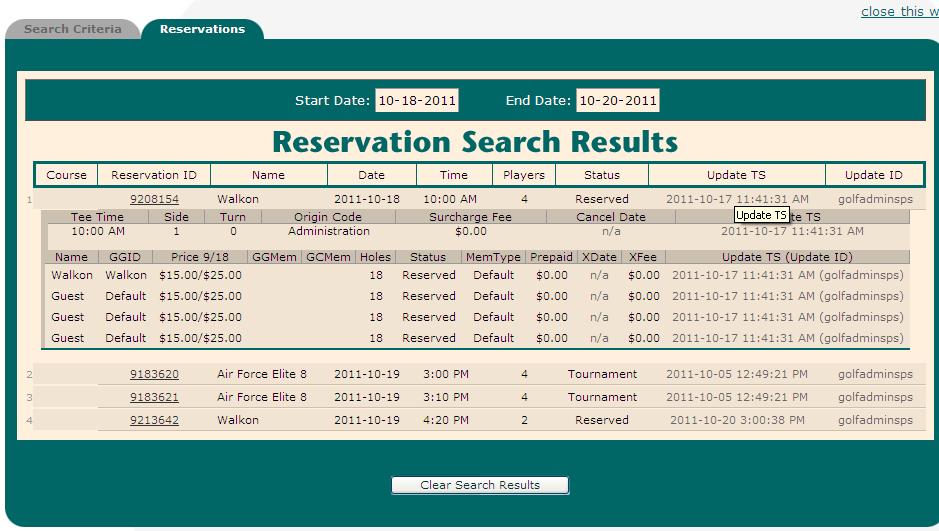 code, or reservation status. Search for a Reservation Select the date range of the reservations that you want to search for in the fields provided.