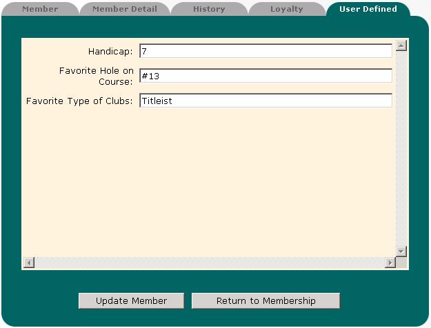 Note: These user defined fields appear under the User Defined tab within each individual member s membership page (as seen below). See section 2.2.3 for help with membership. 3.
