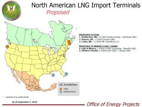 Map 11: Location of proposed LNG import terminals in 