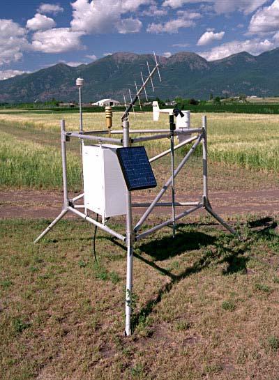 The stations are typically located on the edge of irrigated fields so that the data collected approximates the meteorological conditions affecting the cultivated crops in the area (Figure 2).