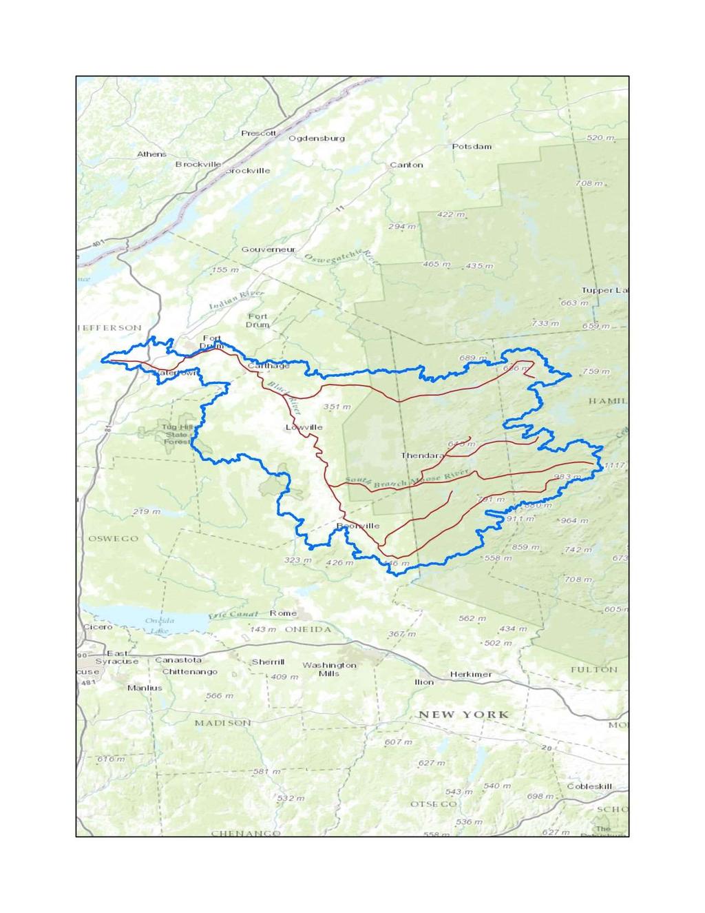 Eastern extent of the Tug Hill Plateau