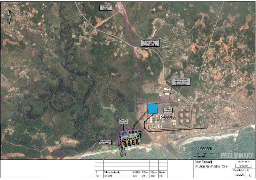 Takoradi LNG Floating Storage Regasification Unit Stakeholder Engagement Plan for approximately 3km to the Ghana Gas gas station.
