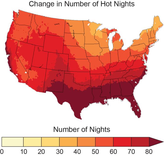 Extreme Temperature: Hot Nights Historical Average 13.