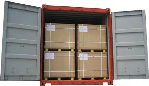 Panels 240 u. Pallets 6 u. Weight (Net) 20 kg. x 40 u. + 165 kg.= 965 kg. Weight (Gross) 965 kg. x 6 pallets = 5790 kg. Container 40 FT Size 12.04 x 2.35 x 2.38 m.