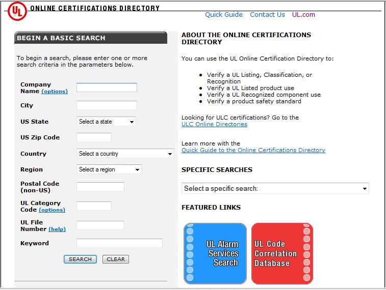 UL Online Certification Directory Anyone can use No charge to access