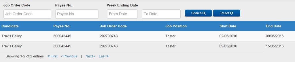 You are able to search for specific timesheets via the searching fields. Open the applicable timesheet.