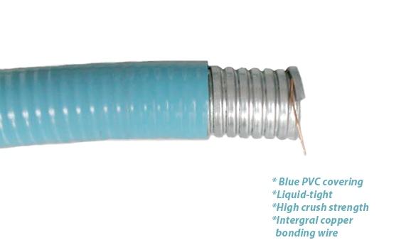 Computer Blue Liquid-tight Flexible Conduit ( YF-604 ) Flexible Metallic Conduit With Bonding Wire ( Without ) ( YF-504 ) *Heavy gauge Galvanized steel strip core with Integral copper bonding wire *