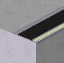 LBR127 Luminescent stair nosing Dual polymer inserts LBR128 Luminescent stair nosing Dual polymer inserts Raked front