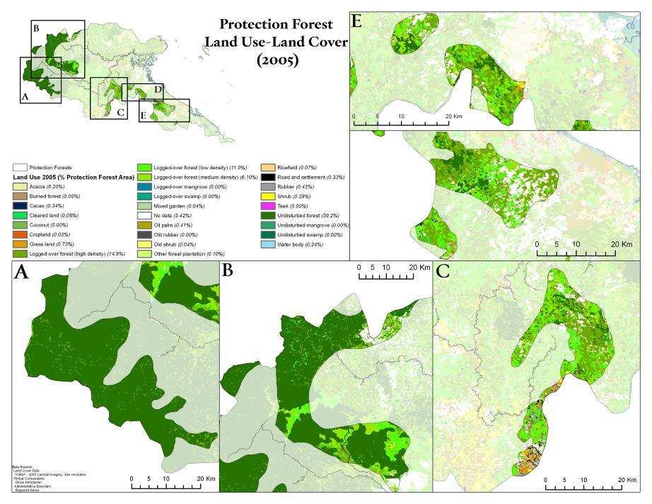 Protection forests cover about 16% of Berau 32% of protection forest area is degraded