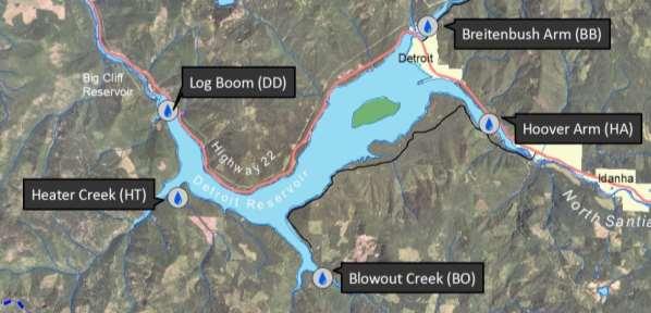 Watershed Monitoring Summer 2014 - First Detect: May 29 - Log Boom: 0.6 µg/l - Heater Creek: 64.