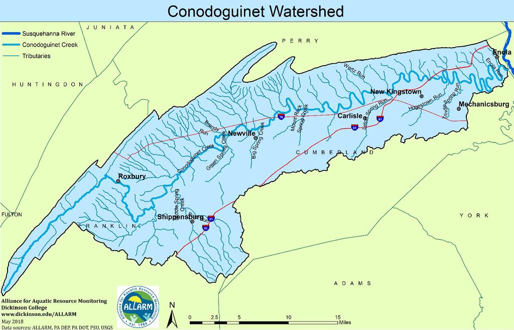 Parameters Reference map of the Conodoguinet Creek Watershed. TEMPERATURE Temperature is the amount of heat present in water, which controls the amount of oxygen it can hold.