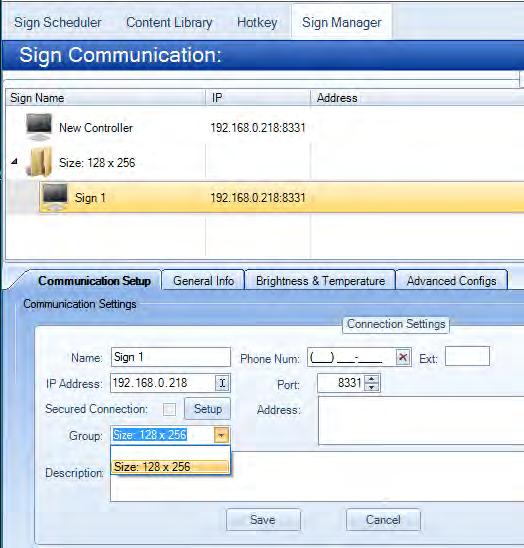 Click Set and Save Delete Sign Controller Select Sign Controller to be delete, then click Delete Sign