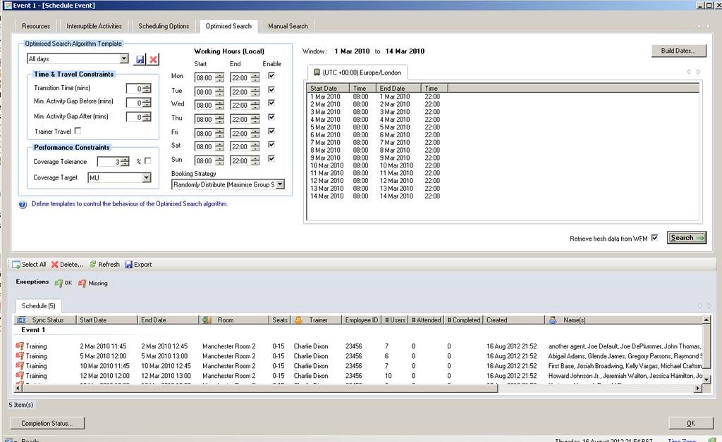 Team Based Scheduling Figure 157: Display of training session details In this example only Team 1
