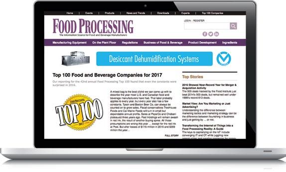 DIGITAL MEDIA AND FOODPROCESSING.COM AUDIENCE With a large and diverse digital audience including purchasers, decision makers, influencers, and top executives FoodProcessing.