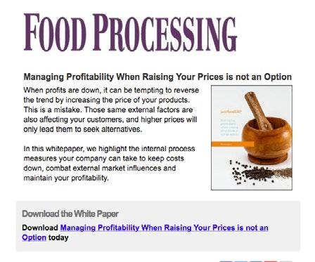 WHITE PAPER ALERTS GENERATE RICH LEADS FOR YOUR CONTENT Food Processing s White Paper Alert program is a simple, effective method to help you develop prospects from and build awareness for the