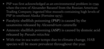 ingested blue mussels containing high levels of PSP in southeast Alaska (Fortuine 1975).