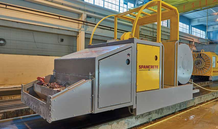 MULTI-FUNCTION MACHINE The Spancrete Multi-Function Machine carries out different tasks, from cleaning the top surface of the casting bed and collecting waste, to