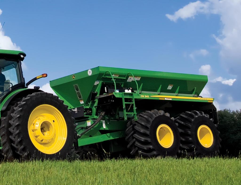 DN345 Drawn Spreader Knock out dry application with the 90-foot fertilizer spread width (60-foot width for lime).