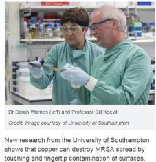 Copper kills MRSA Chemical Methods of Microbial Control Aldehydes Compounds containing terminal CHO groups Cross-link functional groups to