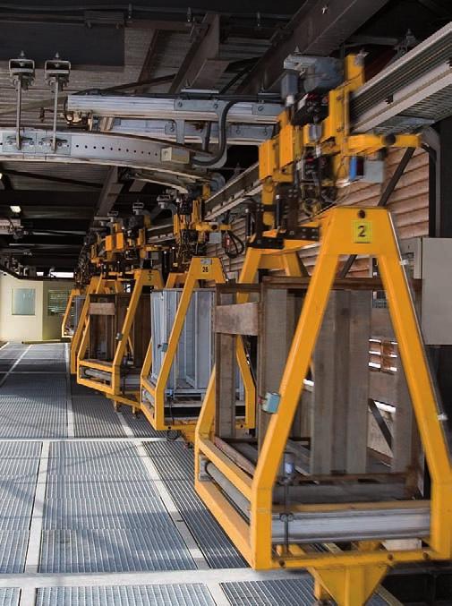 >> CONVEYOR SYSTEMS Electrified monorail system The goods are transported by means of vehicles with individual commands which move along an I - shaped rail.