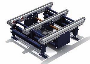 Cross transfer with rollers and chains (CT) When a 90º change of direction in the path of the load units entering the roller conveyor and leaving the chain conveyor, or vice versa is required, the