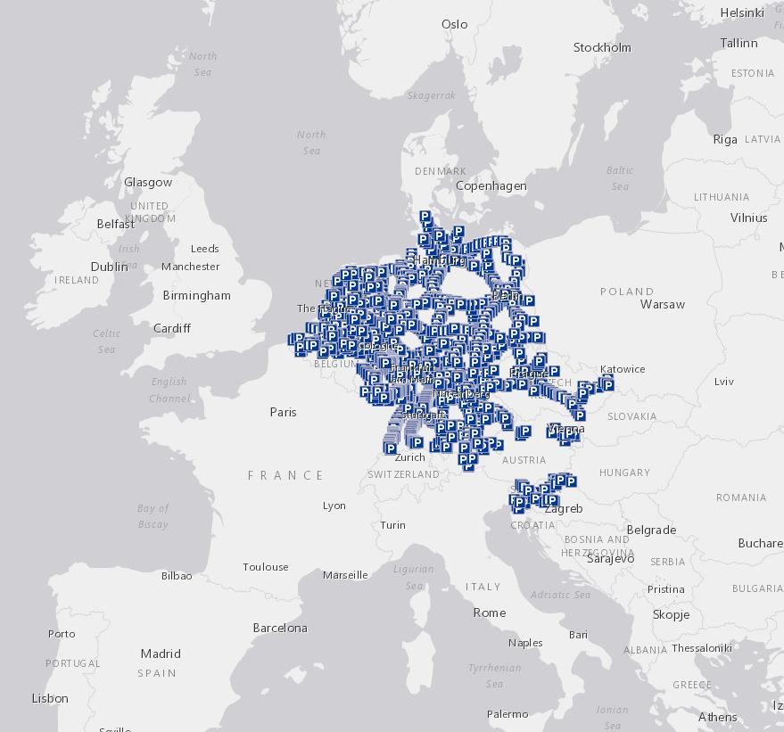 'E' - European Access Point Truck Parking DATEX II data of Austria, Belgium (Flanders), Czech Republic, Germany, Netherlands, Slovenia and Switzerland already