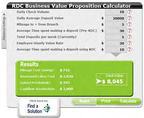 Marketing Online Calculators / RemoteDepositCapture.com Bank Value Proposition Calculator http://www.remotedepositcapture.