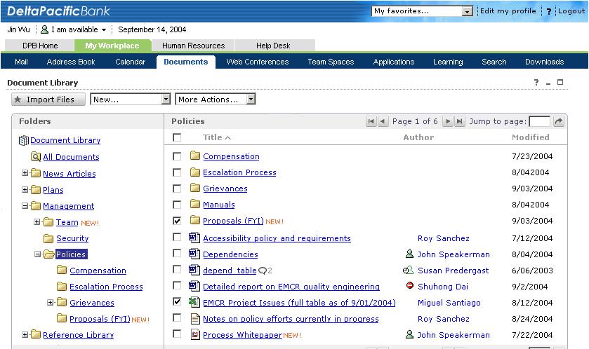 Portal Document Manager Document Management within WebSphere Portal 4 Navigate the customer defined folder hierarchy 4 View, Add, Delete, and Modify documents and folders