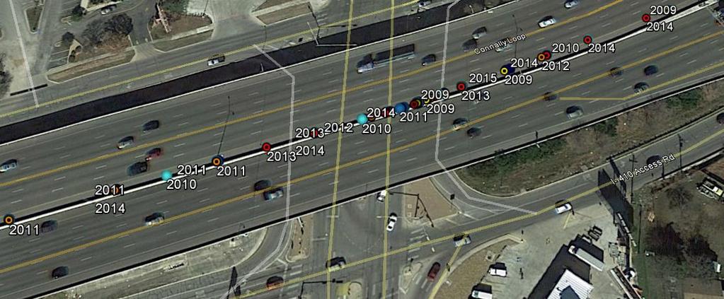 Example Crash Data (Site 158) CRIS maps the crash to freeway centerline Direction of