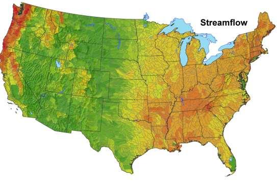 Predicted Streamflow and Sediment Yield Green Low Red -