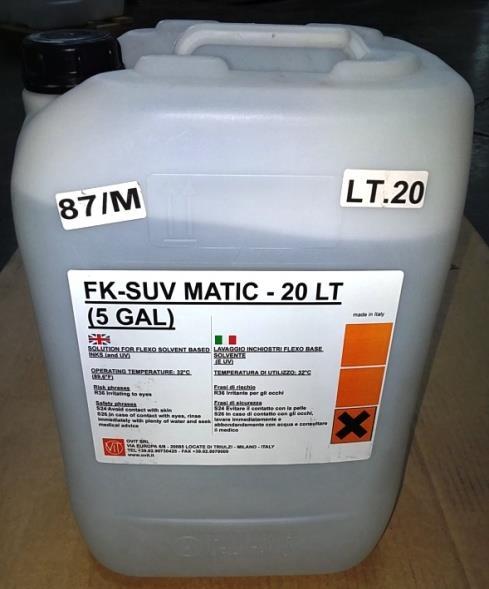 chemicals: 20 liters (5 gal) FK-SUV -
