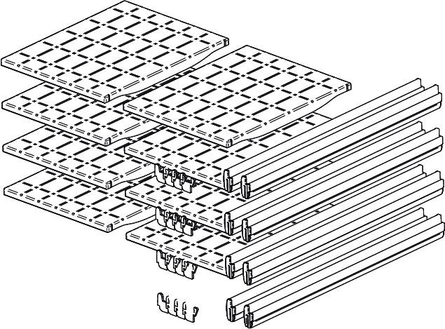 Depending on the width of the shelf multiple boards and profiles of different lengths are required.