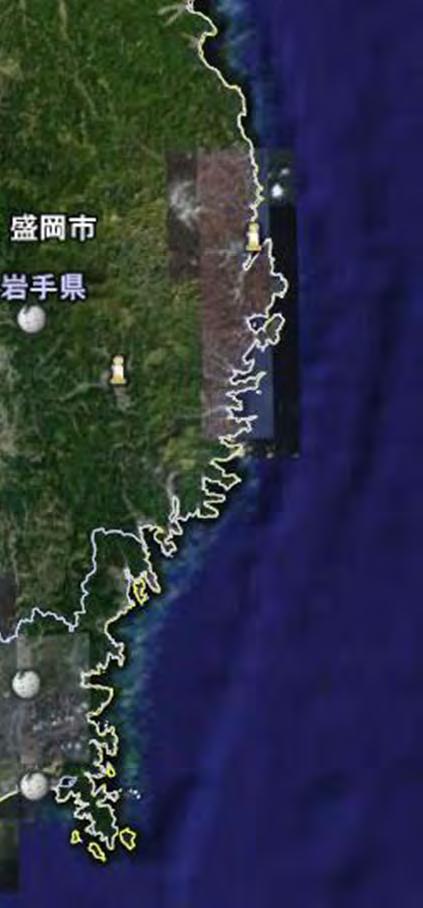 Impacts of the tsunami on rocky shore ecosystem at three sites on Sanriku coast Kelp biomass Density of adult abalone CPUE of juvenile abalone Density of sea urchin Otsuchi Dec.