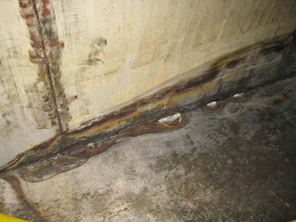 Welds in a Process Water Tank After One Year Where Heat Tint Had Not Been Removed From the