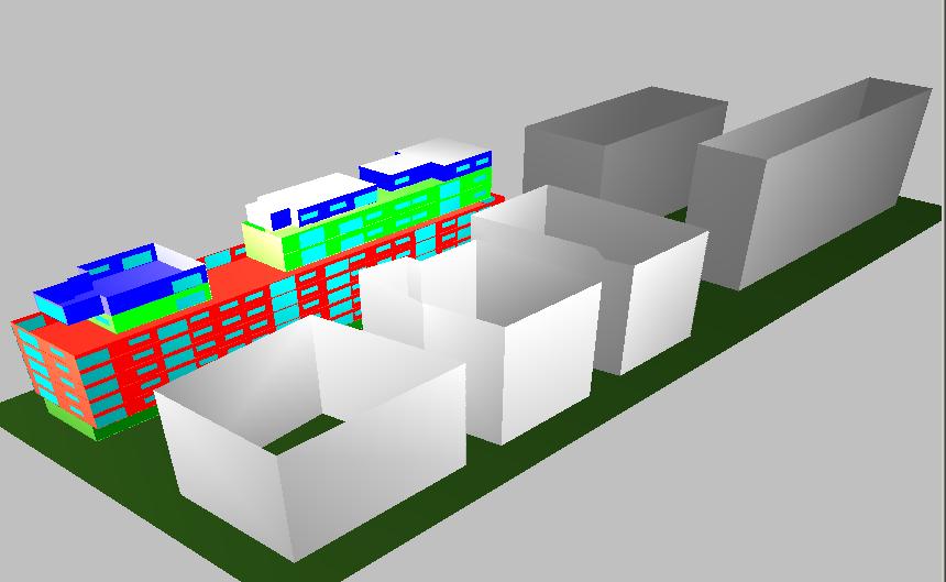Modeling of buildings: 3 blocks, 20