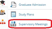 Supervisory meetings can only be set up by PGRs and the key discussion points recorded in ResearchPAD. As Supervisor, you can add comments to the Meeting notes.