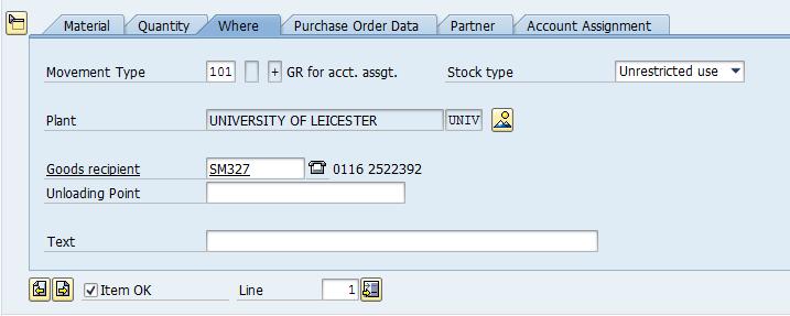 UNIVERSITY OF LEICESTER 11 5.3. Check for Goods Recipient 9.