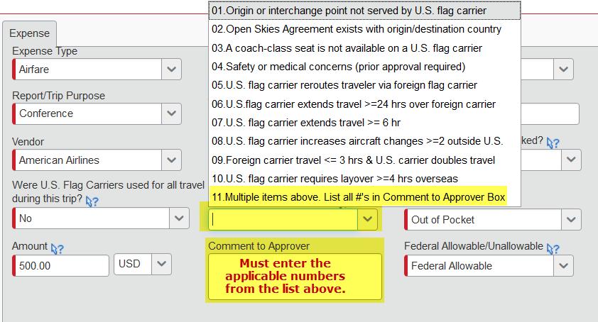 Airfare, cont d. Are you traveling on behalf of a Sponsored Award? Were U.S. Flag Carriers used for all travel during this trip?