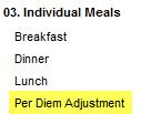 If this is the case, in the Amount field enter the difference between 75% and 100% of the Per Diem (less any provided meals) to receive full per diem for the departure and/or return day.
